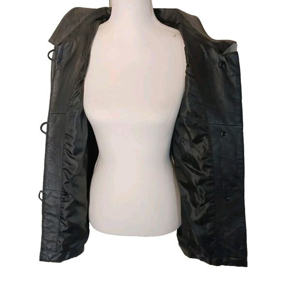 Hillard and Hanson Quilted 100% Leather Jacket Women’s Size S Black Fitted Lined - Picture 5 of 6
